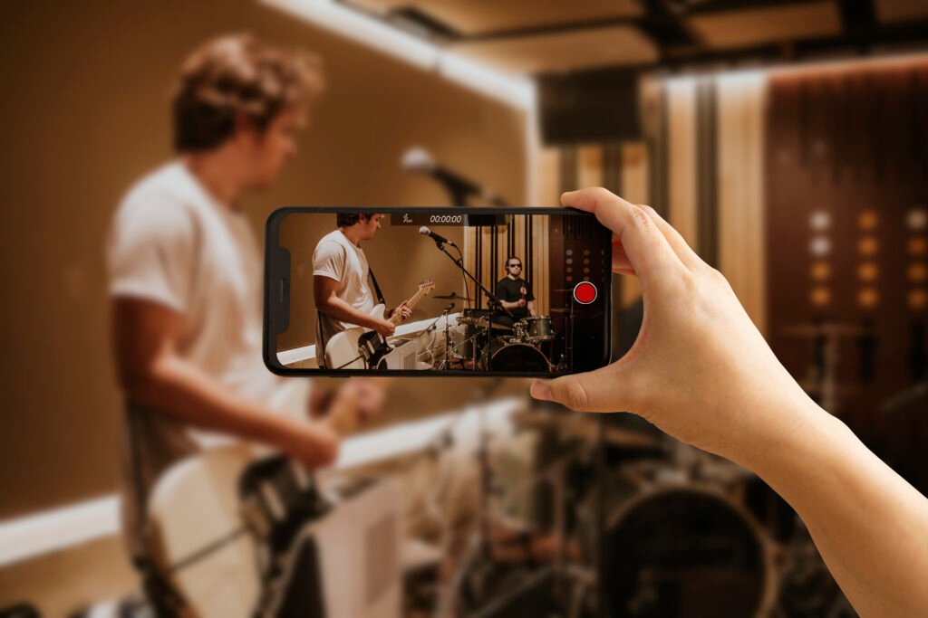 phone recording live music performance, in the studio
